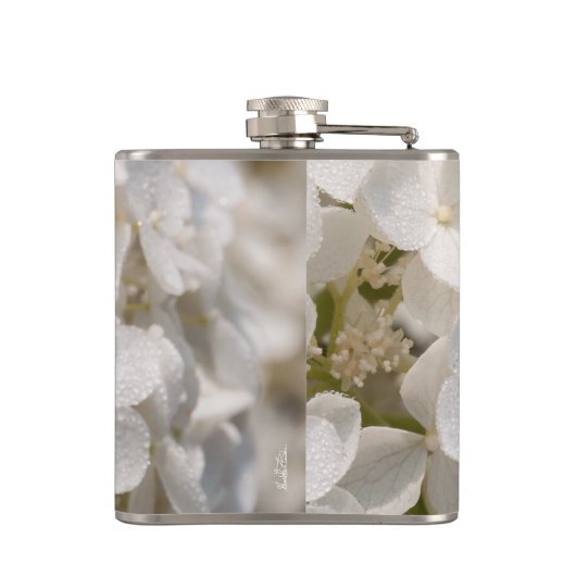 weißes Lagerschild, Blumen Flachmann (Rückseite)