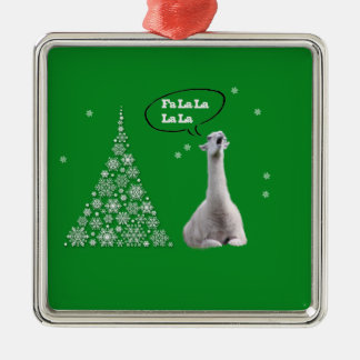 Weißes Lama singt Weihnachten Carol: Fa LaLaLa Silbernes Ornament