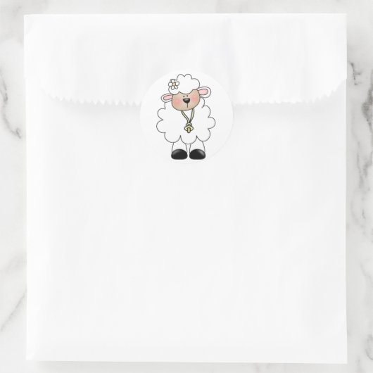 Weißes Lamm Runder Aufkleber (Tasche)