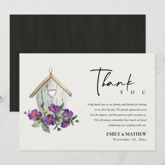 WEISSES LAND RUSTISCHES BLUMENGEBÄUDE DANKESKARTE (Vorne/Hinten)