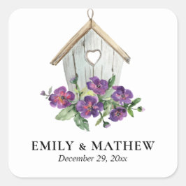 WEISSES LAND RUSTISCHES BLUMENGEBÄUDE QUADRATISCHER AUFKLEBER