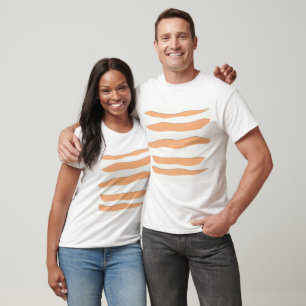 Weißes langärmeliges T-Shirt mit Orange Tiger Stre