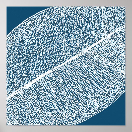 Weißes Leaf-Gitter-Illustration Dunkles blaues Pos Poster (Vorne)