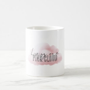 Weißes Leben auf einer rosa Wolke Kaffeetasse