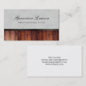 Weißes Leder Rustikales Holz und eleganter Text Visitenkarte (Vorne/Hinten)