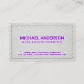 Weißes Leder Stitched Seems | Gebäude-Symbol Visitenkarte (Rückseite)