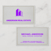 Weißes Leder Stitched Seems | Gebäude-Symbol Visitenkarte (Vorne/Hinten)