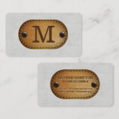 Weißes Leder und braunes Leder Visitenkarte (Vorne/Hinten)