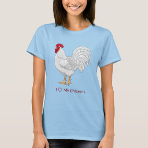 Weißes Leghorn-Hühnerrooster-Crowing T-Shirt