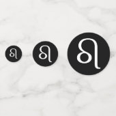 Weißes Leo-Löwe-Astrologie-Symbol auf schwarz Konfetti (Vorderseiten)