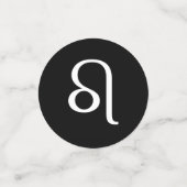 Weißes Leo-Löwe-Astrologie-Symbol auf schwarz Konfetti (Klein Vorderseite)