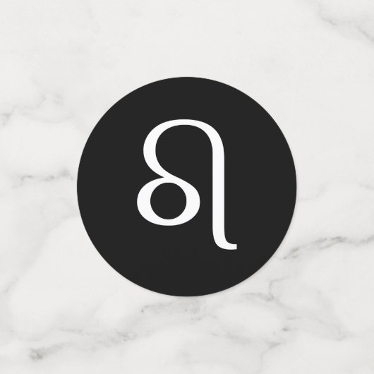 Weißes Leo-Löwe-Astrologie-Symbol auf schwarz Konfetti (Klein Vorderseite)