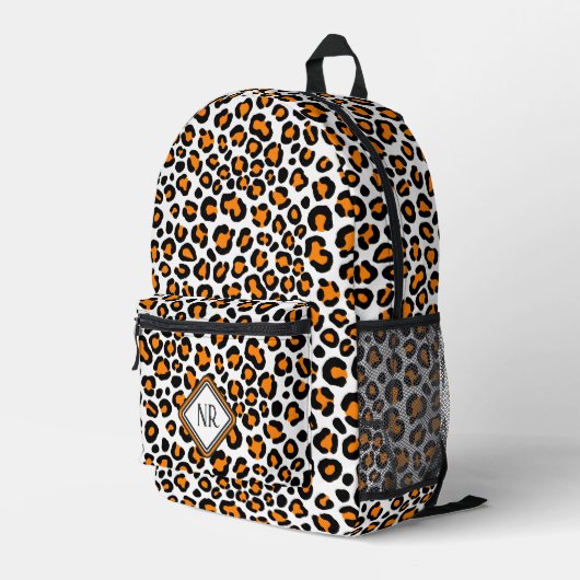 Weißes Leopard Muster Girly Cheetah Print Bedruckter Rucksack (Rückseitige Ecke Rechts)