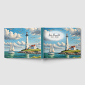 Weißes Leuchtturm mit Segelboot Gästebuch (Voll)
