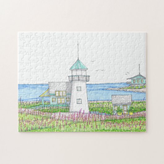 Weißes Leuchtturm-Puzzle Puzzle (Horizontal)