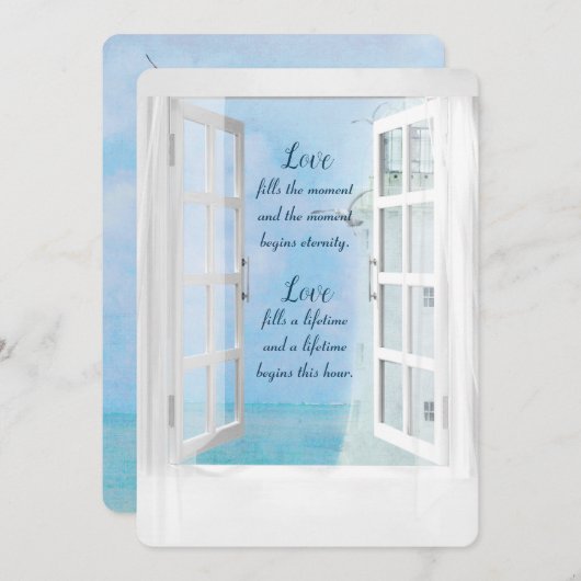 Weißes Leuchtturm Wasserfarbe im Fenster Einladung (Vorne/Hinten)