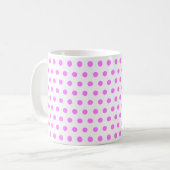 Weißes Licht Magenta Polka Dots Saubere Minimal Kaffeetasse (Vorderseite Links)