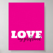 Weißes LIEBE Hot Pink Valentine Poster (Vorne)