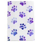 Weißes Lila Druckmuster Mittlere Geschenktüte (Rückseite)