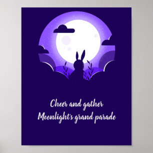 Weißes Lila Mond-Kaninchen Mitte Herbst Poster