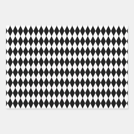 Weißes Lila Orange und Schwarzes Harlequin Geschenkpapier Set (Vorderseite)