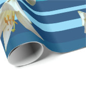 Weißes Lilium-Blume und Streifen-Umschlagpapier Geschenkpapier (Rolleneckpunkt)