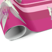 Weißes Lilium-Blume und Streifen-Umschlagpapier Geschenkpapier (Rolleneckpunkt)