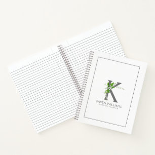 Weißes Lilly individuell anpassbares Floral Monogr Notizblock
