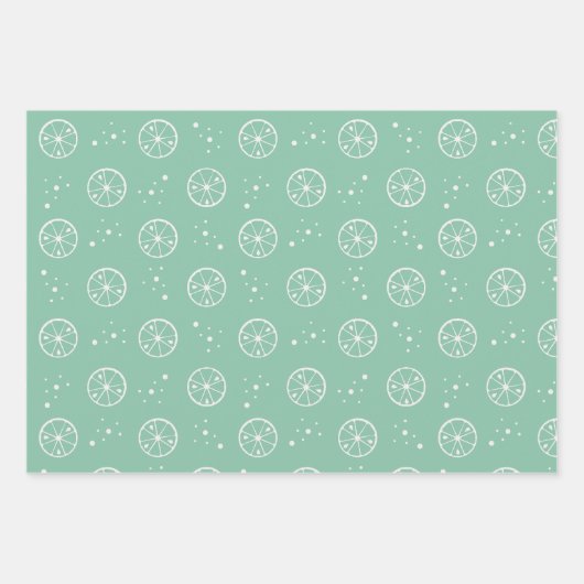 Weißes Limones Fruchtmuster - Grünbuch Geschenkpapier Set (Vorderseite 3)