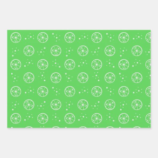 Weißes Limones Fruchtmuster - Grünbuch Geschenkpapier Set (Vorderseite 2)