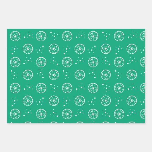 Weißes Limones Fruchtmuster - Grünbuch Geschenkpapier Set (Vorderseite)