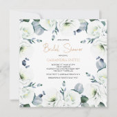 Weißes Lisianthus Sukkuläres Brautparty Einladung (Vorderseite)