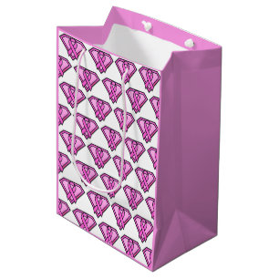 Weißes Logo "Brust Cancer Awareness Diamond" Mittlere Geschenktüte