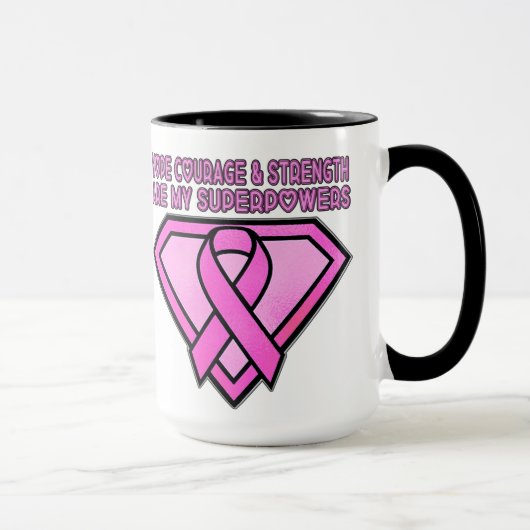 Weißes Logo "Brust Cancer Awareness Diamond" Tasse (Rechts)
