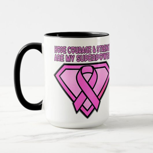 Weißes Logo "Brust Cancer Awareness Diamond" Tasse (Links)