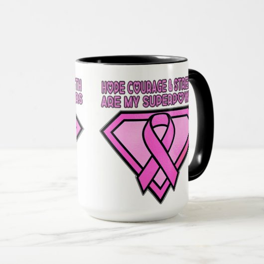 Weißes Logo "Brust Cancer Awareness Diamond" Tasse (VorderseiteRechts)