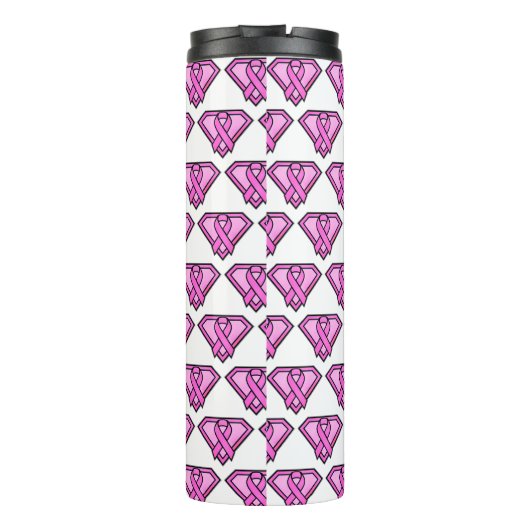 Weißes Logo "Brust Cancer Awareness Diamond" Thermosbecher (Rückseite)