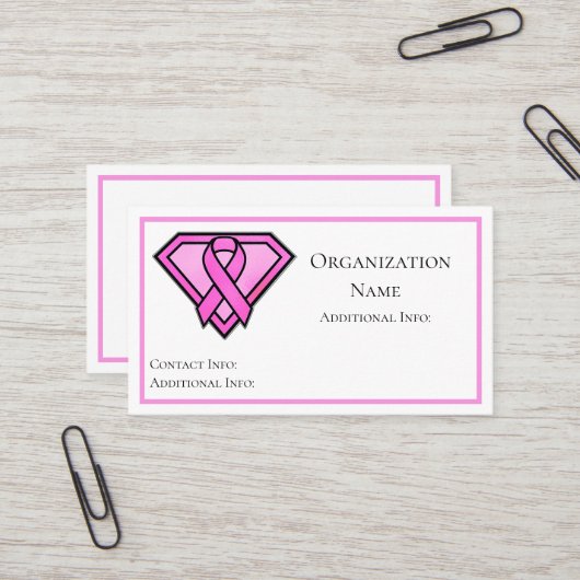 Weißes Logo "Brust Cancer Awareness Diamond" Visitenkarte (Vorderseite/Rückseite Beispiel)