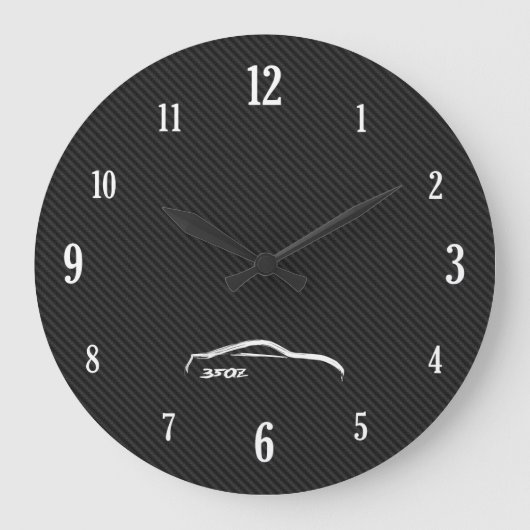 Weißes Logo des Brushstroke-350Z Große Wanduhr (Vorderseite)