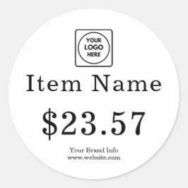 Weißes Logo | Einfache Preismarke für benutzerdefi Runder Aufkleber