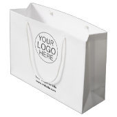 Weißes Logo-Geschenkbeutel für Unternehmen Große Geschenktüte (Rückseite Schrägansicht)