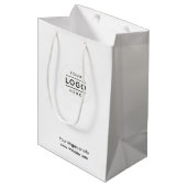 Weißes Logo-Geschenktasche mit Business-Branding Mittlere Geschenktüte (Vorderseite Schrägansicht)