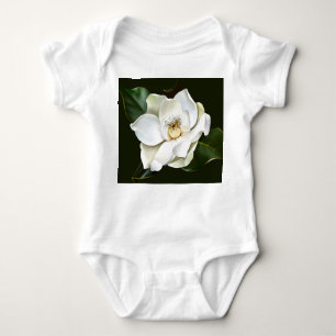 Weißes Magnolia Grüner Hintergrund Baby Strampler