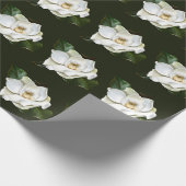 Weißes Magnolia Grüner Hintergrund Geschenkpapier (Ecke)