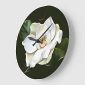 Weißes Magnolia Grüner Hintergrund Große Wanduhr (Winkel)