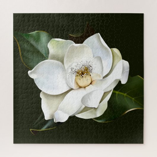 Weißes Magnolia Grüner Hintergrund Puzzle (Vertikal)