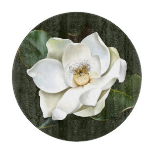 Weißes Magnolia Grüner Hintergrund Schneidebrett