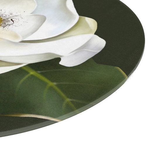 Weißes Magnolia Grüner Hintergrund Schneidebrett (Ecke)