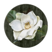 Weißes Magnolia Grüner Hintergrund Schneidebrett (Vorderseite)