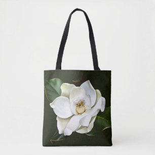 Weißes Magnolia Grüner Hintergrund Tasche